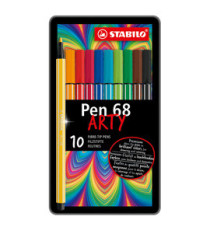 Pennarelli Pen 68 - colori assortiti - Stabilo - scatola in metallo 10 pezzi Pennarelli Pen 68 - colori assortiti - Stabilo - scatola in metallo 10 pezzi