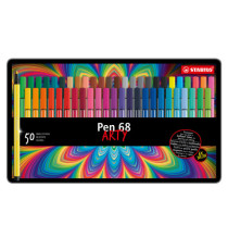 Pennarelli Pen 68 - colori assortiti - Stabilo - scatola in metallo 50 pezzi Pennarelli Pen 68 - colori assortiti - Stabilo - scatola in metallo 50 pezzi