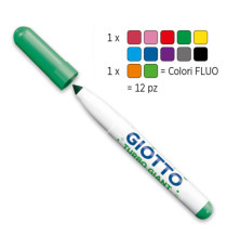 Pennarelli Turbo Giant classici - 2 colori neon - Giotto - astuccio 12 pezzi