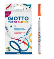 Pennarelli Turbo Glitter - punta 2,8mm - colori assortiti - Giotto - astuccio 8 pezzi
