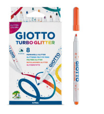 Pennarelli Turbo Glitter - punta 2,8mm - colori assortiti - Giotto - astuccio 8 pezzi