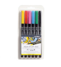 Pennarello Aqua Brush Duo - colori primari - Lyra - conf. 6 pezzi Pennarello Aqua Brush Duo - colori primari - Lyra - conf. 6 pezzi