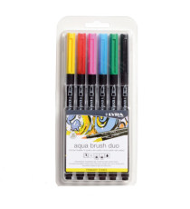 Pennarello Aqua Brush Duo - colori primari - Lyra - conf. 6 pezzi Pennarello Aqua Brush Duo - colori primari - Lyra - conf. 6 pezzi