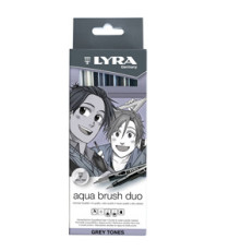 Pennarello Aqua Brush Duo - scala di grigio - Lyra - conf. 6 pezzi Pennarello Aqua Brush Duo - scala di grigio - Lyra - conf. 6 pezzi