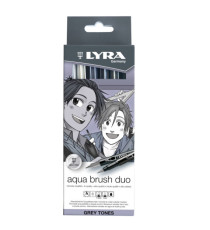 Pennarello Aqua Brush Duo - scala di grigio - Lyra - conf. 6 pezzi Pennarello Aqua Brush Duo - scala di grigio - Lyra - conf. 6 pezzi