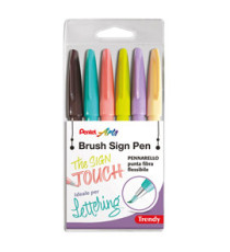 Pennarello Brush Trendy Sign Pen - colori assortiti - Pentel - conf. 6 pezzi Pennarello Brush Trendy Sign Pen - colori assortiti - Pentel - conf. 6 pezzi
