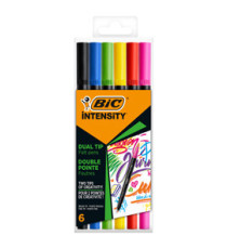 Pennarello Intensity Intense - dual tip brush - colori assortiti - Bic - conf. 6 pezzi
