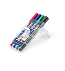 Pennarello Lumocolor Permanent Duo 348 punta feltro - punta 0,6mm e 1,5mm - astuccio 4 colori - Staedtler