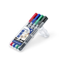 Pennarello Lumocolor Permanent Duo 348 punta feltro - punta 0,6mm e 1,5mm - astuccio 4 colori - Staedtler
