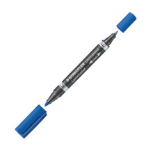 Pennarello Lumocolor Permanent Duo 348 punta feltro - punta 0,6mm e 1,5mm - blu - Staedtler Pennarello Lumocolor Permanent Duo 348 punta feltro - punta 0,6mm e 1,5mm - blu - Staedtler