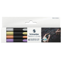 Pennarello Metallic Liner 020 - punta 1,2 mm - colori assortiti - Schneider - conf. 4 pezzi Pennarello Metallic Liner 020 - punta 1,2 mm - colori assortiti - Schneider - conf. 4 pezzi