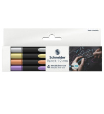 Pennarello Metallic Liner 020 - punta 1,2 mm - colori assortiti - Schneider - conf. 4 pezzi Pennarello Metallic Liner 020 - punta 1,2 mm - colori assortiti - Schneider - conf. 4 pezzi