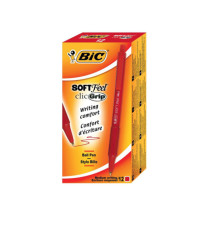 Penne a sfera a scatto Soft Feel  - punta 1,0mm - rosso - Bic - conf. 12 pezzi