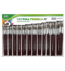 Pennelli punta tonda - pelo di pony - serie 9124 - Lebez - assortimento vetrinetta 228 pezzi Pennelli punta tonda - pelo di pony - serie 9124 - Lebez - assortimento vetrinetta 228 pezzi