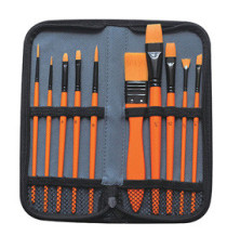 Pennello in setola - per acrilico - DOM - astuccio 10 pennelli assortiti Pennello in setola - per acrilico - DOM - astuccio 10 pennelli assortiti