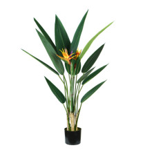 Pianta ornamentale Sterlizia - artificiale - 12 foglie e 2 fiori - 120 cm - PE - King Collection