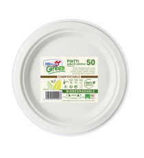 Piatto frutta monouso - rotondo - diametro 17 cm - cellulosa - bianco - Dopla Green - conf. 50 pezzi Piatto frutta monouso - rotondo - diametro 17 cm - cellulosa - bianco - Dopla Green - conf. 50 pezzi