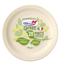 Piatto frutta monouso- rotondo - diametro 17 cm - Mater-Bi - avorio - Dopla Green- conf. 20 pezzi Piatto frutta monouso- rotondo - diametro 17 cm - Mater-Bi - avorio - Dopla Green- conf. 20 pezzi