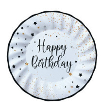 Piatto Happy Birthday - diametro 25 cm - carta - Big Party - conf. 8 pezzi Piatto Happy Birthday - diametro 25 cm - carta - Big Party - conf. 8 pezzi