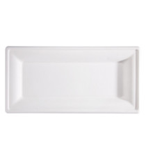 Piatto piano monouso - rettangolare - 26 x 13 cm - canna da zucchero - bianco - Signor Bio - conf. 50 pezzi
