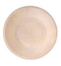 Piatto piano monouso - rotondo - diametro 21,5 cm - legno - colore naturale - Signor Bio - conf. 50 pezzi