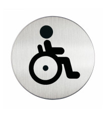 Pittogramma adesivo - WC diversamente abili - diametro 8,3 cm - acciaio - Durable