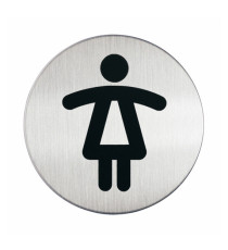 Pittogramma adesivo - WC donne - diametro 8,3 cm - acciaio - Durable Pittogramma adesivo - WC donne - diametro 8,3 cm - acciaio - Durable