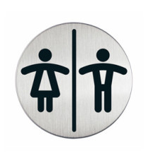 Pittogramma adesivo - WC donne/uomini - diametro 8,3 cm - acciaio - Durable Pittogramma adesivo - WC donne/uomini - diametro 8,3 cm - acciaio - Durable