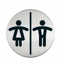 Pittogramma adesivo - WC donne/uomini - diametro 8,3 cm - acciaio - Durable