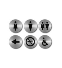 Pittogrammi adesivi - diametro 10 cm - acciaio inox - Securit - set 6 targhette