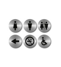 Pittogrammi adesivi - diametro 10 cm - acciaio inox - Securit - set 6 targhette