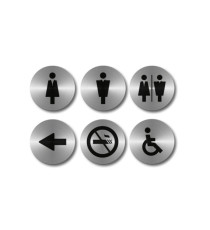 Pittogrammi adesivi - diametro 10 cm - acciaio inox - Securit - set 6 targhette Pittogrammi adesivi - diametro 10 cm - acciaio inox - Securit - set 6 targhette