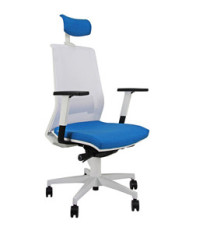 Poltrona semidirezionale Light LLBPG - con braccioli regolabili e poggiatesta - blu chiaro/bianco - Unisit Poltrona semidirezionale Light LLBPG - con braccioli regolabili e poggiatesta - blu chiaro/bianco - Unisit