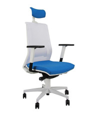 Poltrona semidirezionale Light LLBPG - con braccioli regolabili e poggiatesta - blu chiaro/bianco - Unisit Poltrona semidirezionale Light LLBPG - con braccioli regolabili e poggiatesta - blu chiaro/bianco - Unisit