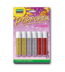 Porporina glitter - 2gr - colori assortiti - Lebez - conf. 6 tubi Porporina glitter - 2gr - colori assortiti - Lebez - conf. 6 tubi
