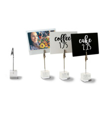 Porta tag - a pinza in acrilico - nero - Securit - set 6 pezzi