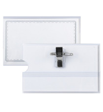 Portabadge con clip e spilla - 9 x 5,5 cm - Lebez - conf. 50 pezzi