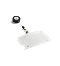 Portabadge Duo in acrilico con chiocciola - 2 tessere inseribili - 5,4 x 9 cm - Durable - conf. 10 pezzi