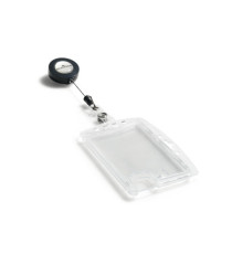 Portabadge Duo in acrilico con chiocciola - 2 tessere inseribili - 5,4 x 9 cm - Durable - conf. 10 pezzi