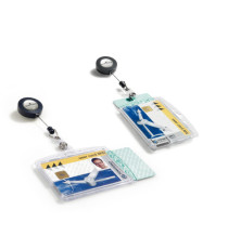 Portabadge Duo in acrilico con chiocciola - 2 tessere inseribili - 5,4 x 9 cm - Durable - conf. 10 pezzi