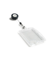 Portabadge Duo in acrilico con chiocciola - 2 tessere inseribili - 5,4 x 9 cm - Durable - conf. 10 pezzi