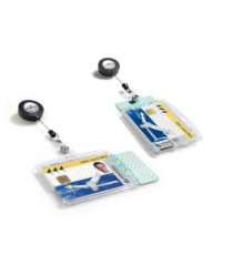 Portabadge Duo in acrilico con chiocciola - 2 tessere inseribili - 5,4 x 9 cm - Durable - conf. 10 pezzi