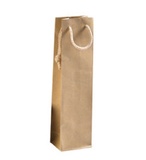 Portabottiglie - maniglie cordino cotone - 12 x 39 + 9 cm - 160 gr - carta kraft - avana - PNP - conf. 12 pezzi