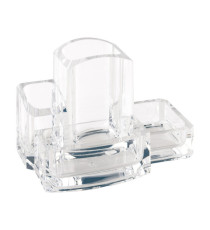 Portacancelleria con portapenne - acrilico - 15 x 10 x 9 cm - trasparente - Lebez