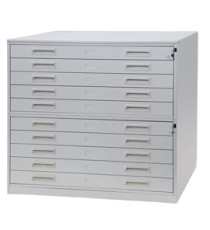 Portadisegni orizzontale - 10 cassetti - per fogli A0 - 137 x 96 x 122 cm - metallo - grigio chiaro - Tecnotelai Portadisegni orizzontale - 10 cassetti - per fogli A0 - 137 x 96 x 122 cm - metallo - grigio chiaro - Tecnotelai