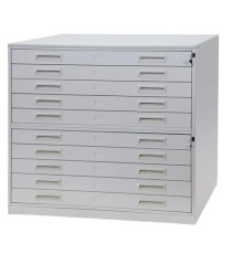 Portadisegni orizzontale - 10 cassetti - per fogli A0 - 137 x 96 x 122 cm - metallo - grigio chiaro - Tecnotelai Portadisegni orizzontale - 10 cassetti - per fogli A0 - 137 x 96 x 122 cm - metallo - grigio chiaro - Tecnotelai