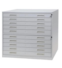 Portadisegni orizzontale - 10 cassetti - per fogli A0 - 137 x 96 x 122 cm - metallo - grigio chiaro - Tecnotelai Portadisegni orizzontale - 10 cassetti - per fogli A0 - 137 x 96 x 122 cm - metallo - grigio chiaro - Tecnotelai
