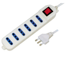 Presa multipla con interruttore - 6 prese bipasso 2P+T - cavo da 1.5 mt - MKC