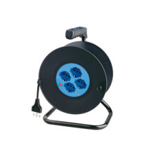 Prolunga con avvolgicavo da 25 mt - 4 prese Schuko/bipasso - MKC