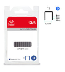 Punti - 13/6 - 6 mm - metallo - Romeo Maestri - conf. 2240 pezzi Punti - 13/6 - 6 mm - metallo - Romeo Maestri - conf. 2240 pezzi